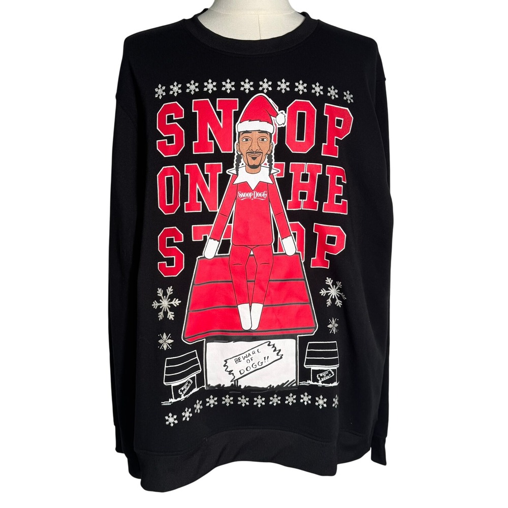 SNOOP DOGG NEW Men's 3XL Black Christmas Snoop On A Stoop Sweatshirt Dogg Supply